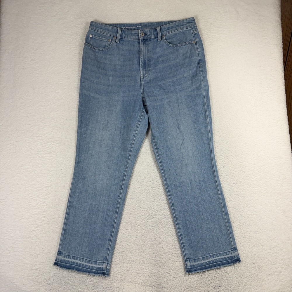 Talbots Flawless High Waist Modern Ankle Jeans Women's 14 (35x26) Stretch Denim